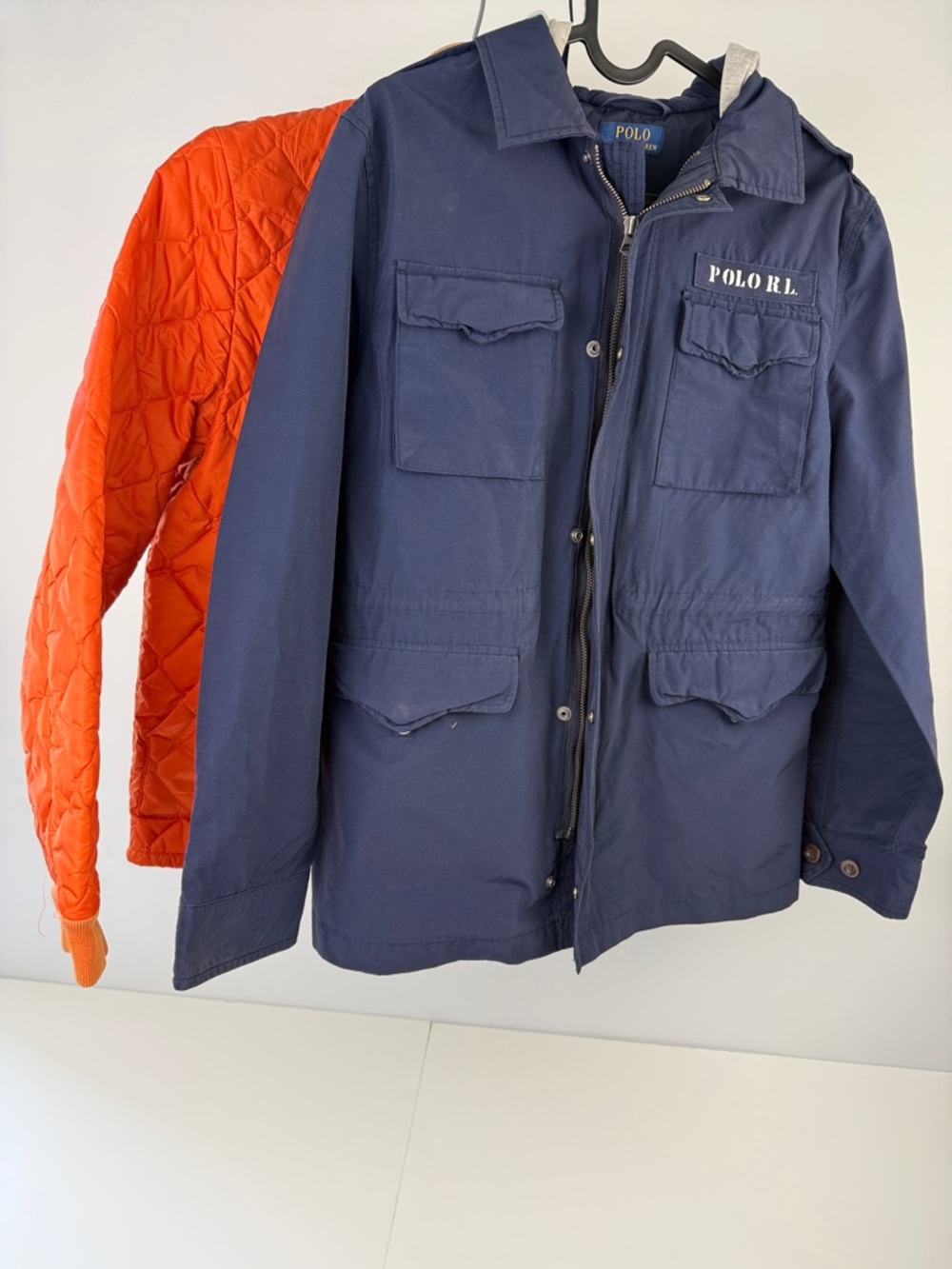 Polo by Ralph Lauren Navy Field Jacket with Orange Quilted Liner